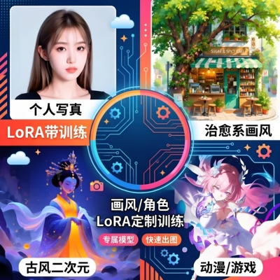 个人写真LoRA定制训练画风角色动漫插画人像风格LoRA模型