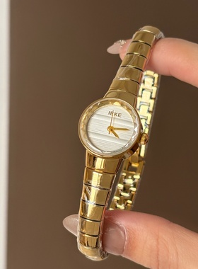 IEKE小圆形蛇骨链条精致手表女款气质时髦中古手链式时尚石英女表