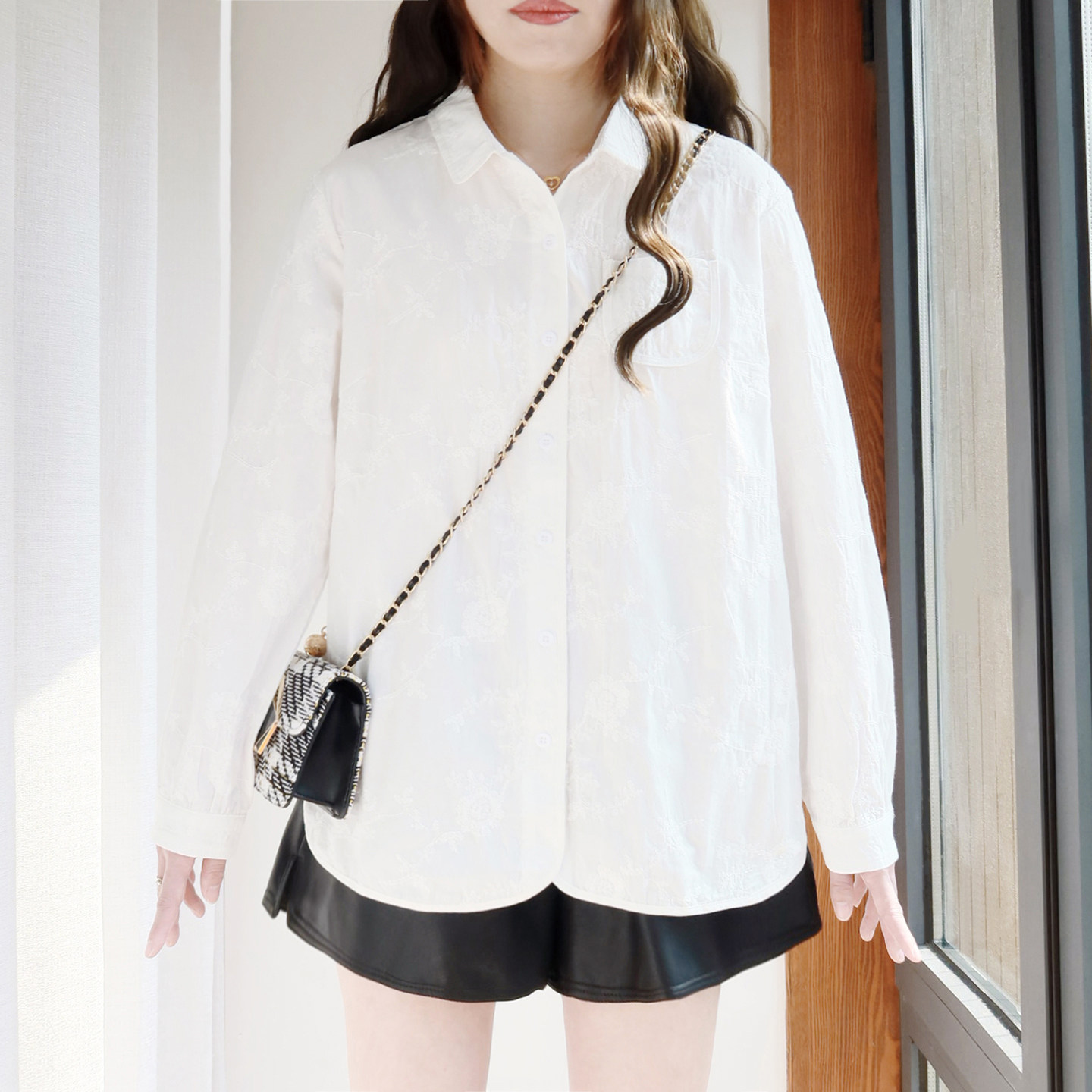 大码白衬衫纯棉女200斤胖mm春装2026新款宽松文艺刺绣遮肚子上衣