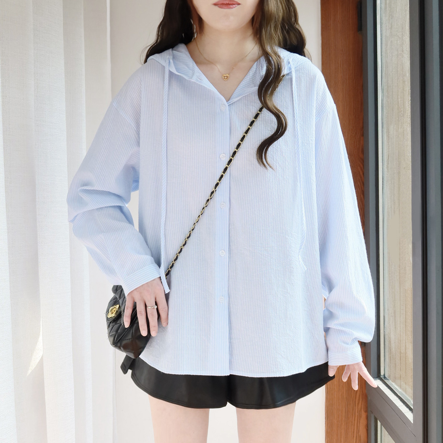 大码薄款条纹连帽外套女200斤胖mm春夏2026新款宽松遮肉防晒上衣