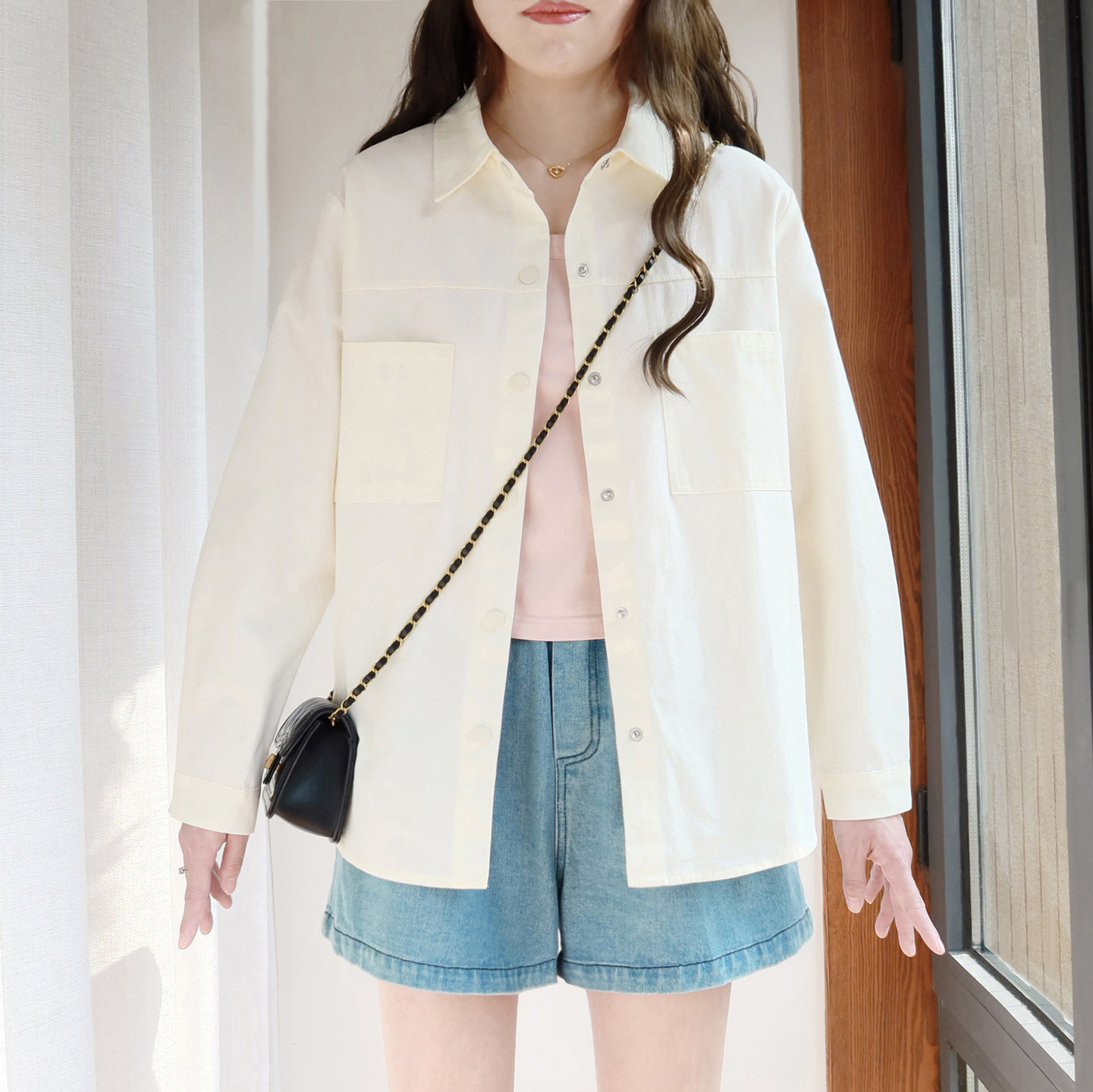 大码衬衫外套工装女200斤胖mm叠穿春装2026新款宽松纯棉长袖上衣