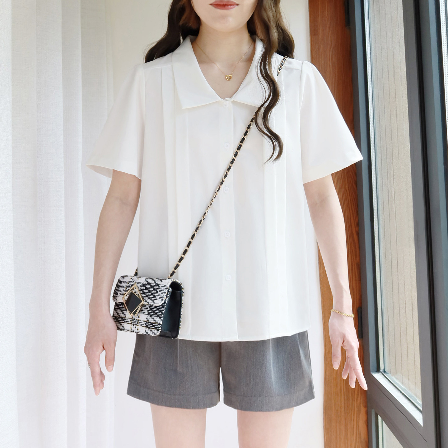 大码短袖白衬衫雪纺女200斤胖mm夏季2026新款日系娃娃领宽松上衣