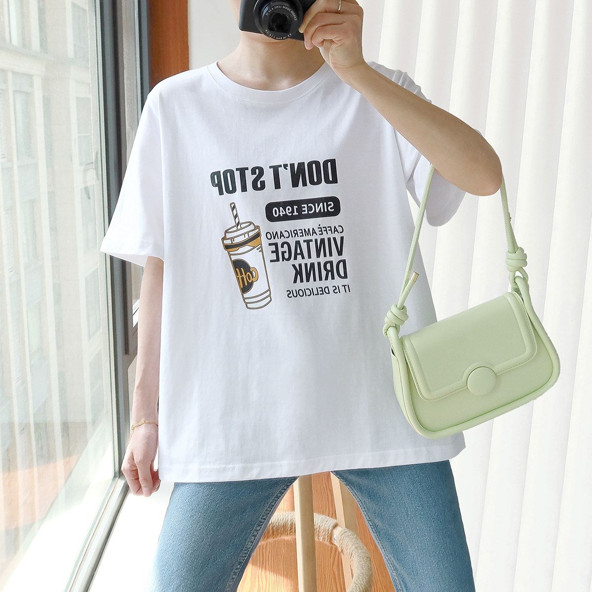 大码半袖女200斤宽松纯棉2023年新款夏胖妹妹显瘦正肩女士短袖T恤