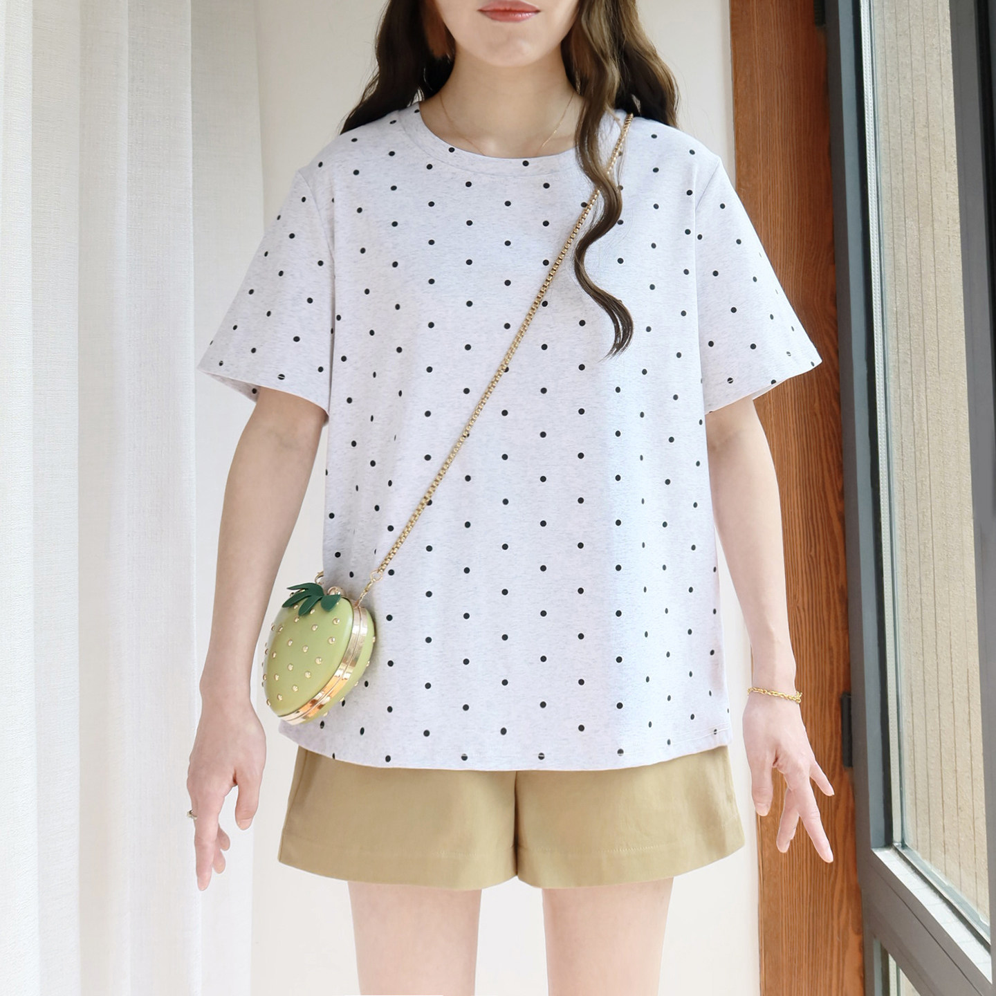 大码圆点短袖T恤女200斤胖mm夏季2026新款宽松波点弹力遮肚子上衣