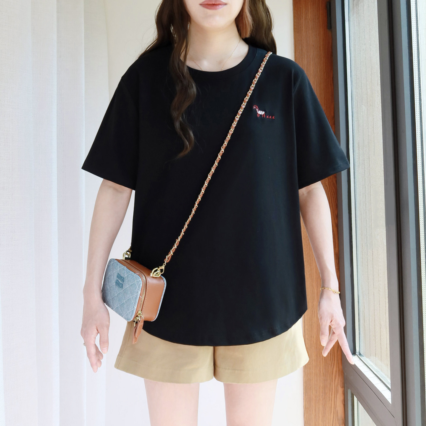 大码纯棉短袖T恤女200斤胖mm夏季2026新款刺绣宽松遮肚子半袖上衣