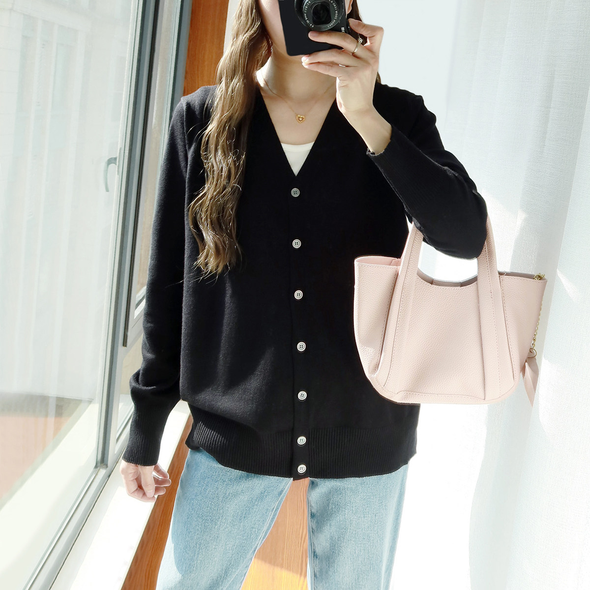 大码V领针织衫女胖mm长袖上衣秋季2024新款显瘦纯色薄款开衫外套