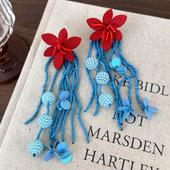 旅游度假耳环个性 夸张花朵海边拍照耳饰耳钉耳夹2024新款 女饰品