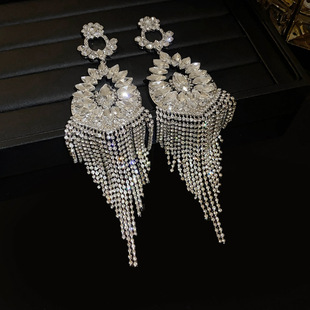 水滴流苏耳饰个性夸张晚会耳环耳钉耳坠耳夹2024秋冬新款女饰品潮