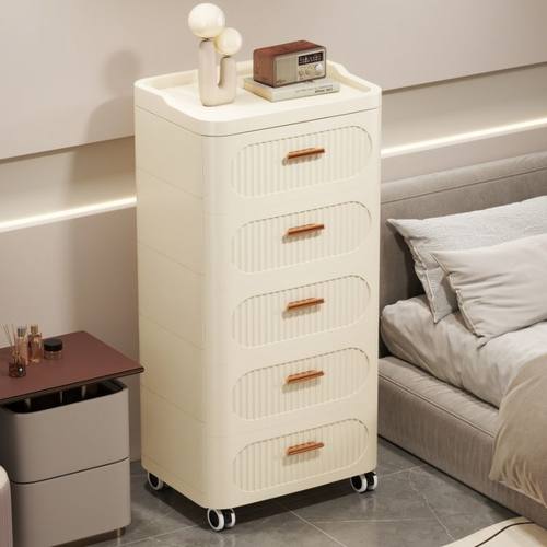 奶油风抽屉式收纳柜多层置物柜客厅杂物五斗柜床头可移动储物柜子