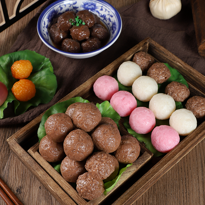 模型仿真牛肉丸子拍照道具摆件