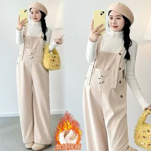 气质显瘦小个子孕妇背带裤 秋冬加绒套装 毛衣两件套 2025新款 孕妇装