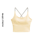 2026早春辣妹风性感交叉露背吊带背心女修身 带胸垫运动外穿上衣