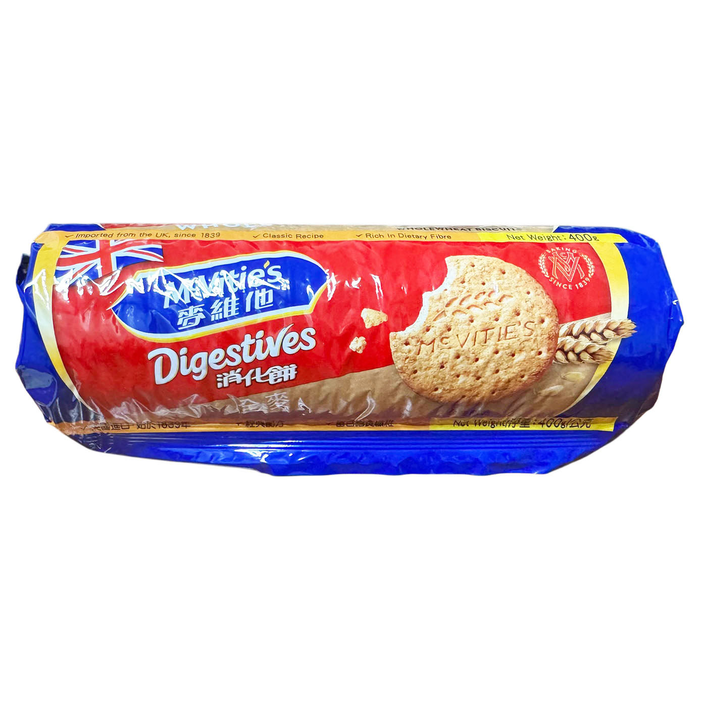 26.08.08到期英国进口 高纤全麦消化饼干400g零食曲奇糕点临期
