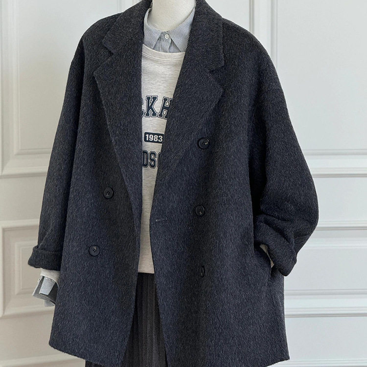 短款毛呢外套女小个子2026新款秋冬季感加厚西装羊毛呢子大衣百搭