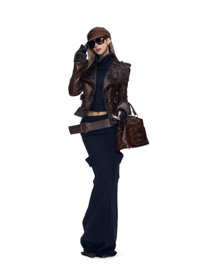 Fanptntox·涩谷辣妹高街深咖豹纹皮毛一体复古水貂绒外套