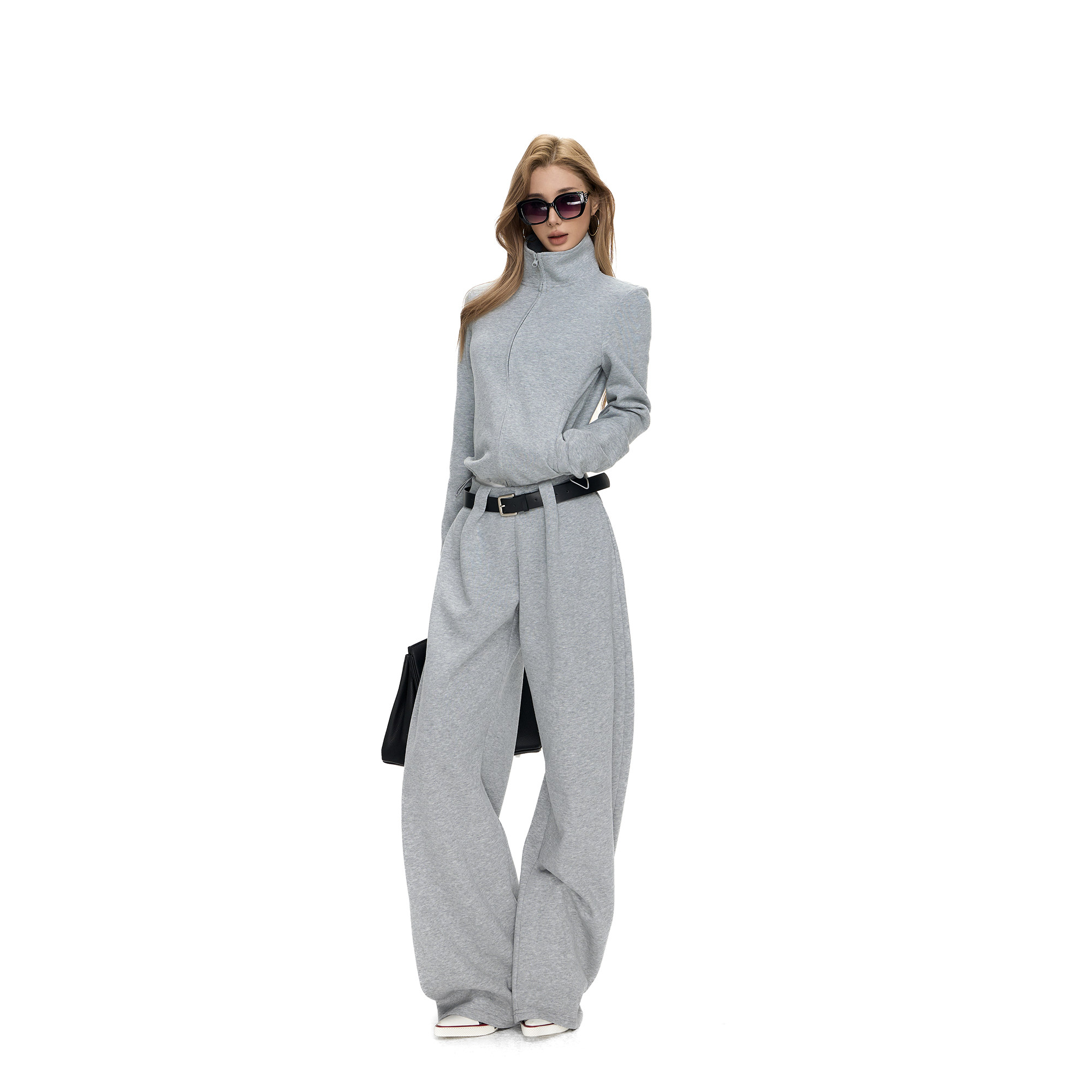 Fanptntox·松弛感立领短款空气层宽松卫衣外套打松阔腿卫裤套装,女装/女士精品,时尚套装,淘宝优惠券,粉丝福利购,淘宝优惠卷