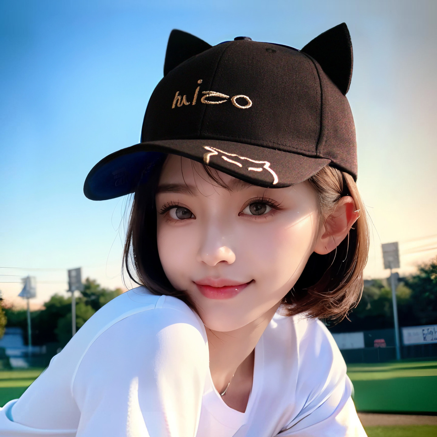 时尚可爱猫耳朵春秋帽子女棒球帽