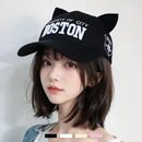 百搭可爱猫耳朵鸭舌帽子女春秋夏季 2025韩国时尚 刺绣圆顶遮阳防晒