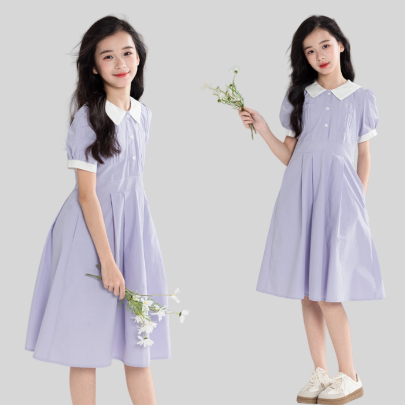 女大童連衣裙法式氣質少女學生裙