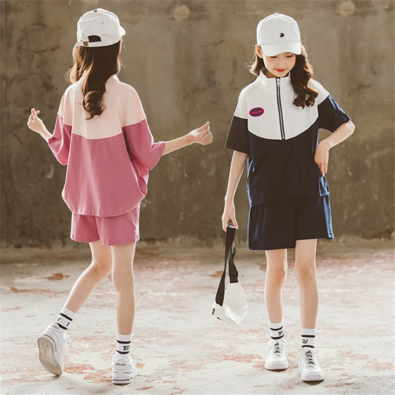 女童洋气套装夏季2025新款韩版运动亲子装中大童休闲短裤两件套潮