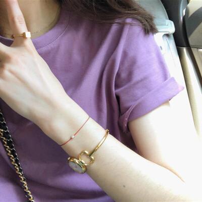 iiiipupu 基础百搭简约短袖T恤上衣 白色/香芋紫/芒果黄 三色入