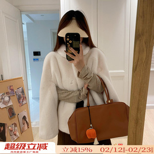 小雪球千金斗篷貂！仿天鹅绒貂皮大衣短款环保皮草毛毛外套女秋冬