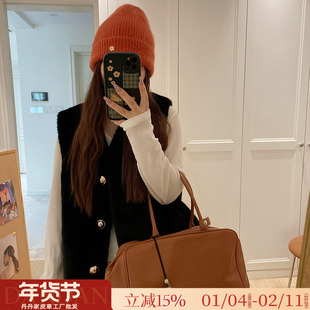 闭眼入百搭经典水貂绒皮毛一体环保皮草小香风马甲背心毛毛外套女