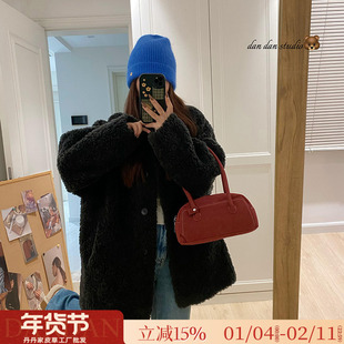 韩系秋冬季时尚立领中长款羊羔毛皮毛一体2025新款皮草女毛毛外套