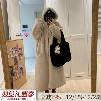 慵懒冬日仿水貂毛貂皮大衣