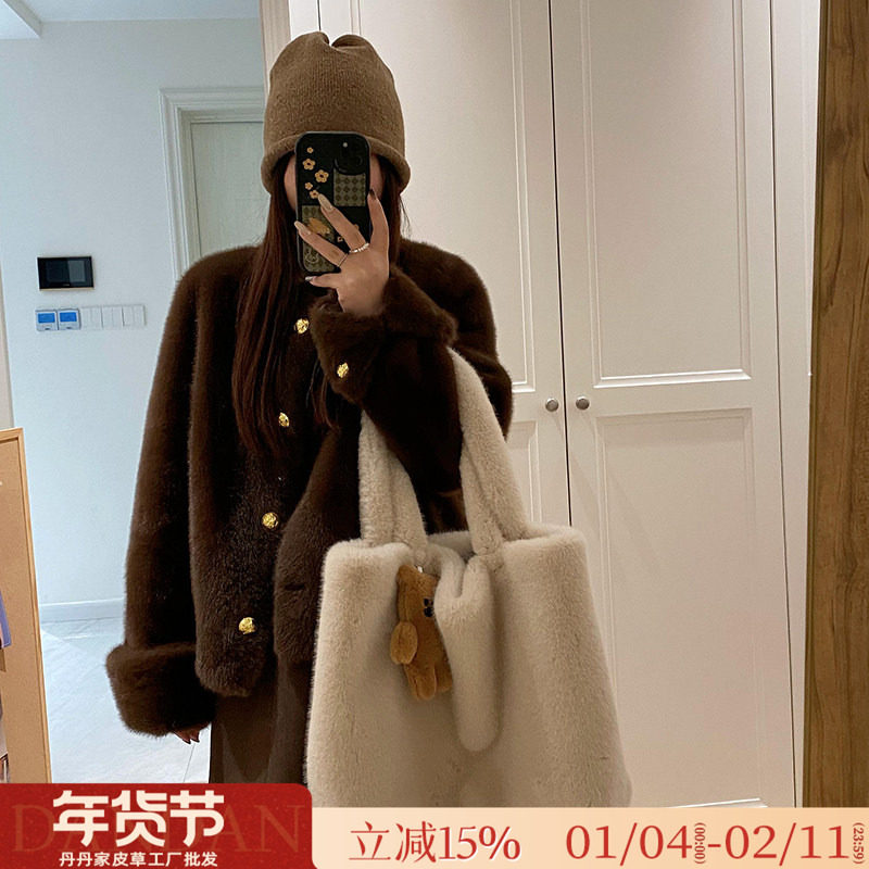 仿天鹅绒貂皮大衣皮毛一体挽袖小香风水貂绒环保皮草女冬毛毛外套,女装/女士精品,皮草,淘宝优惠券,粉丝福利购,淘宝优惠卷