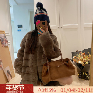 韩系慵懒风/波浪纹100羊羔毛皮毛一体2025冬季新款皮草毛毛外套女