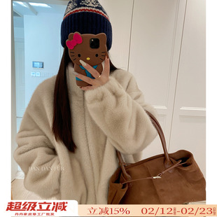 暖茶/软糯宽松立领短款仿水貂毛皮毛一体环保皮草冬季毛毛外套女