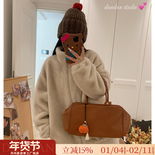 轻奢保暖/宽松立领中长款仿水貂毛皮毛一体环保皮草毛毛外套女冬