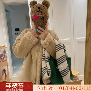 公路咖啡/保暖立领100羊羔毛皮毛一体2025新款皮草外套女冬年轻款