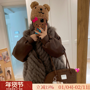 冬日暮色/双面穿狐狸毛车条麂皮绒派克服韩版2025新款皮草外套女