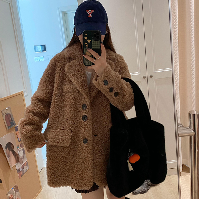 特价西装控羊羔毛皮毛一体冬新款羊剪绒大衣中长款皮草女毛毛外套