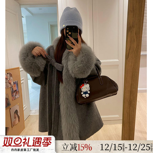 氛围千金蝴蝶结全羊毛双面呢皮草