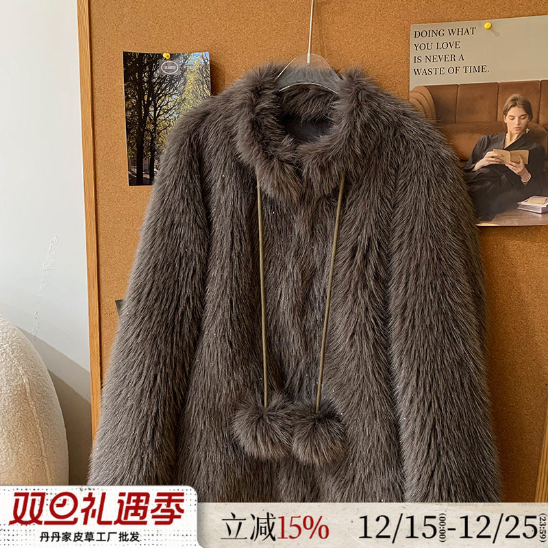 特价宅女雪球！狐狸毛仿坎毛中长款环保皮草冬季毛毛外套女年轻款