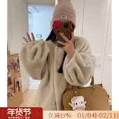 仿水貂毛宽松软糯皮毛一体环保皮草冬季 中古风 高级感 毛毛外套女