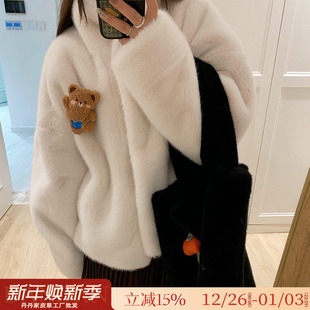 新款 保暖加厚毛茸茸外套冬季 皮草 绵密蓬松色泽光泽佳 初雪环保貂