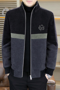 2025秋冬金貂绒翻领毛呢外套青年夹加棉加厚夹克棉服 HF8830-P140图片