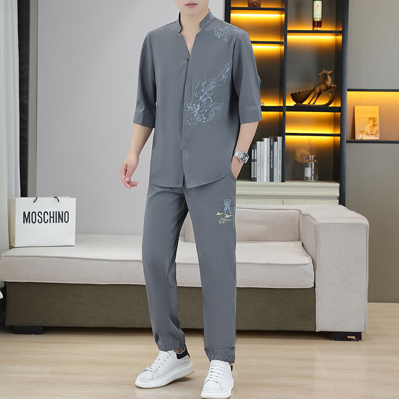 夏季休闲套装男风短袖T恤男装一套短袖长裤衣服TZ72036-P55,男装休闲套装,星座1206（原A206）