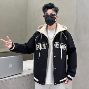夹克男港风假两件连帽青少年宽松春季新款薄款外套男HGC1903-P75图片