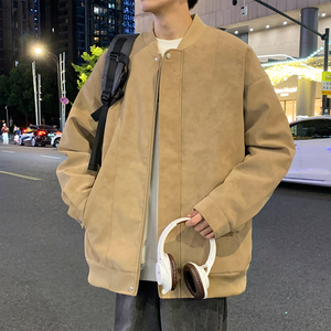 冬季男士棉衣麂皮绒夹棉飞行夹克加厚棒球领外套GS8205-P105,男装夹克,星座1206（原A206）