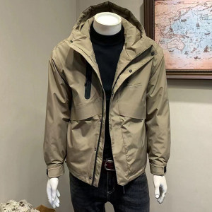 春季新款男工装拉链连帽上衣百搭冲锋衣夹克宽松外套男HGC77-P110图片