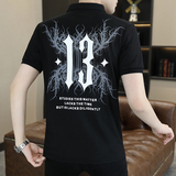 2023夏季新款翻领T恤印花潮流阔版体恤衫polo衫男PL0777-P55，男装Polo衫，电商A206