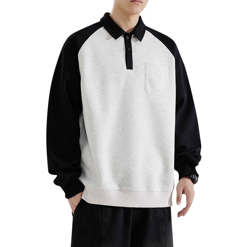 潮流男装美式Polo领卫衣男士重磅秋季休闲简约宽松上衣HH8901-P40,男装卫衣,星座1206（原A206）
