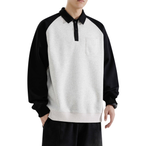 潮流男装美式Polo领卫衣男士重磅秋季休闲简约宽松上衣HH8901-P40图片