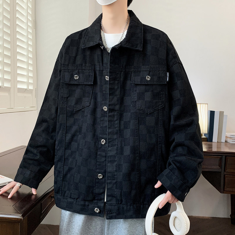2025春秋季潮流男士棋盘格港风牛仔夹克外套牛仔褂NZ3736-P65,男装夹克,星座1206（原A206）