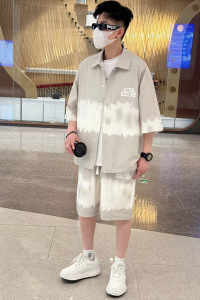 夏季新款套装青少年时尚潮流百搭衬衫短袖短裤套装男HJQ710-P60图片